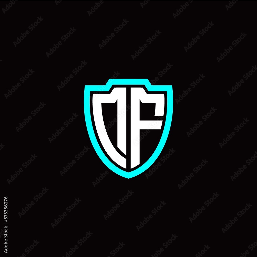 Initial D F letter with shield modern style logo template vector