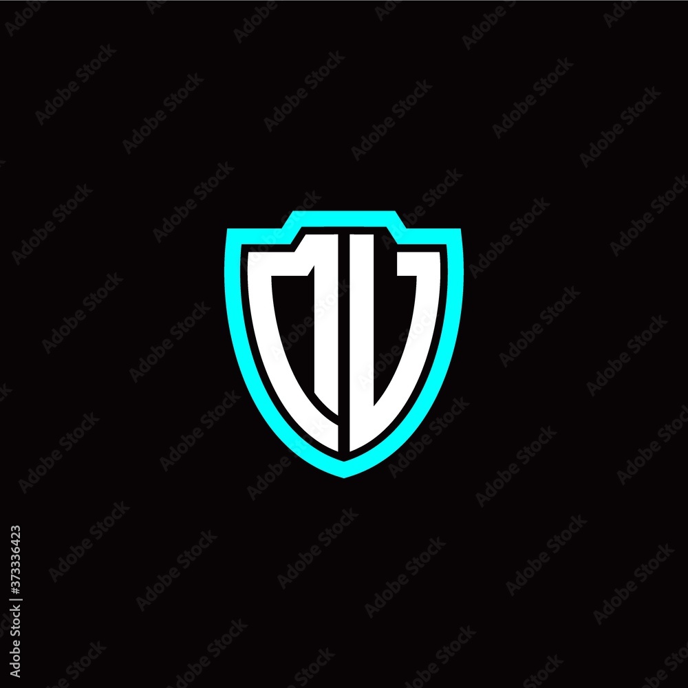 Initial D V letter with shield modern style logo template vector Initial D V letter with shield modern style logo template vector