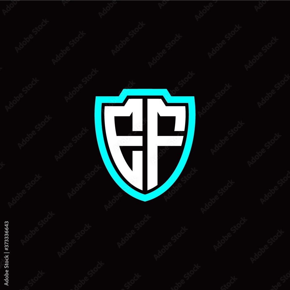 Obraz premium Initial E F letter with shield modern style logo template vector