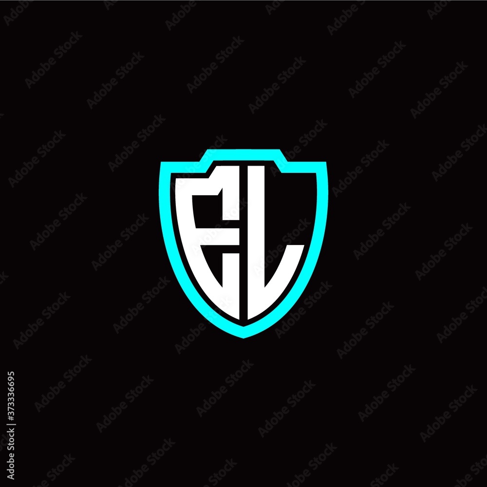 Initial E L letter with shield modern style logo template vector Initial E L letter with shield modern style logo template vector