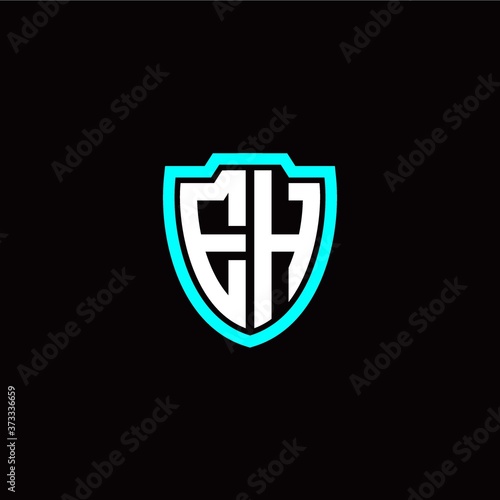 Free Download Initial E H letter with shield modern style logo template vector - GFXLoad