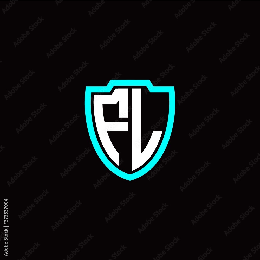 Initial F L letter with shield modern style logo template vector Initial F L letter with shield modern style logo template vector
