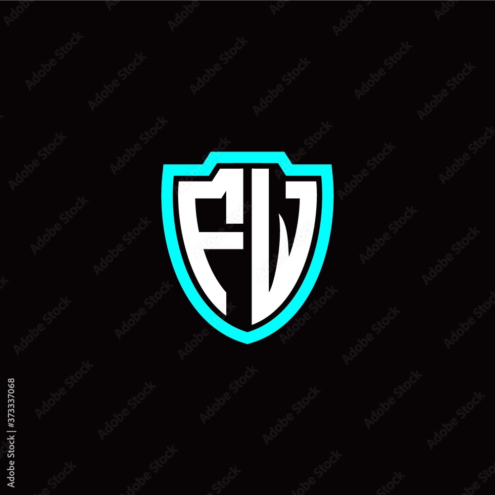 Initial F W letter with shield modern style logo template vector Initial F W letter with shield modern style logo template vector