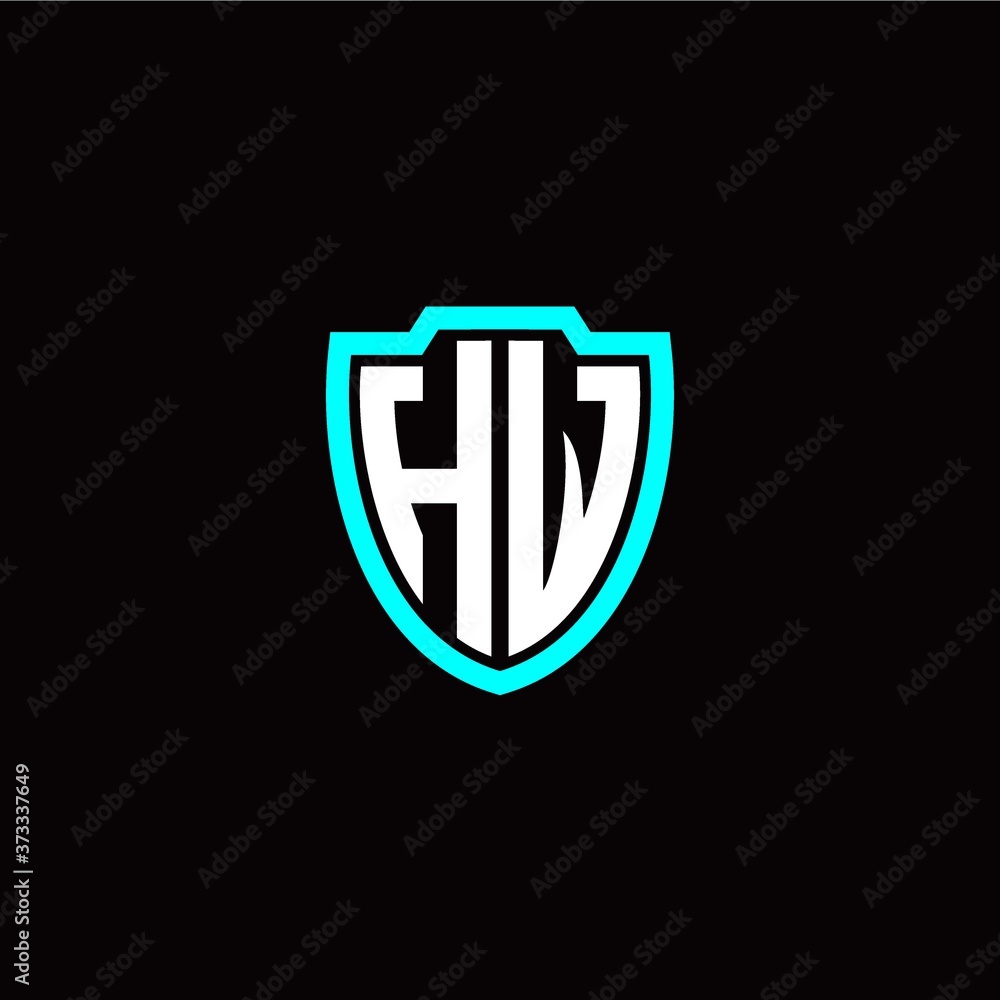 Initial H W letter with shield modern style logo template vector Initial H W letter with shield modern style logo template vector
