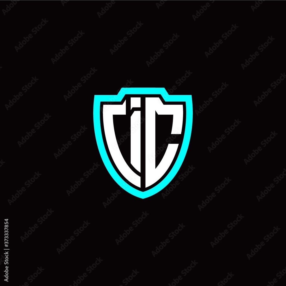 Initial I C letter with shield modern style logo template vector Initial I C letter with shield modern style logo template vector