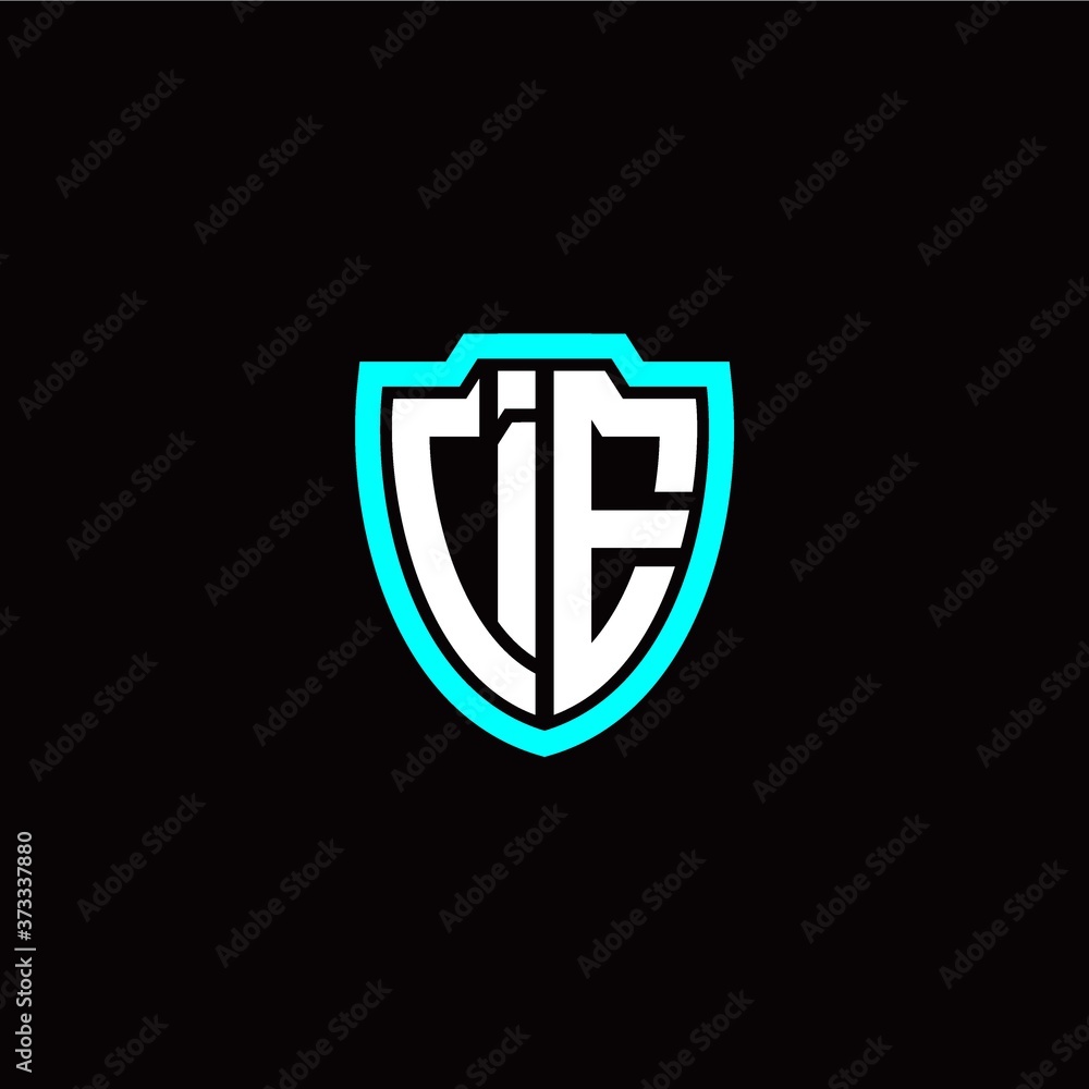 Initial I E letter with shield modern style logo template vector Initial I E letter with shield modern style logo template vector