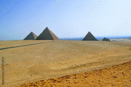 Mystical pyramids in the ruins of Giza  Egypt  Africa