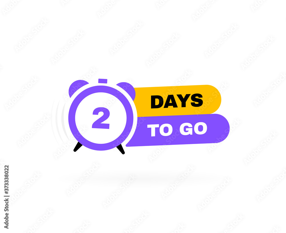 Two days left to go, geometric badges for sale, poster, promotion or banner. Modern vector illustration Two days left to go, geometric badges for sale, poster, promotion or banner. Modern vector illustration