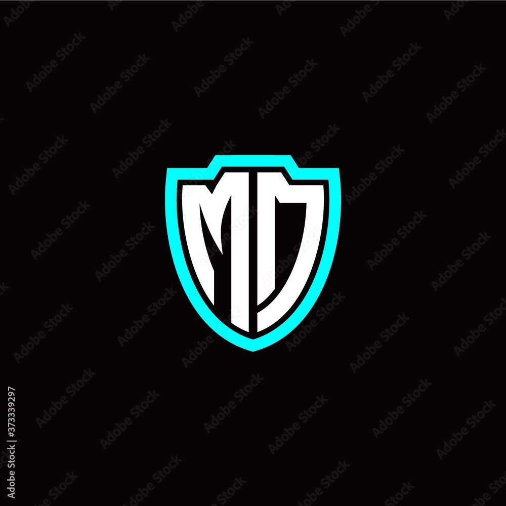 Initial M D letter with shield modern style logo template vector Initial M D letter with shield modern style logo template vector