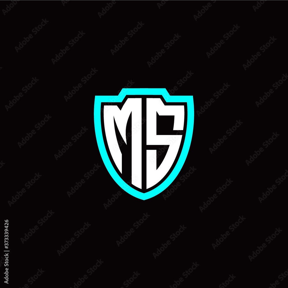 Initial M S letter with shield modern style logo template vector Initial M S letter with shield modern style logo template vector