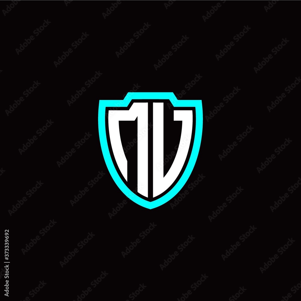 Initial N V letter with shield modern style logo template vector Initial N V letter with shield modern style logo template vector