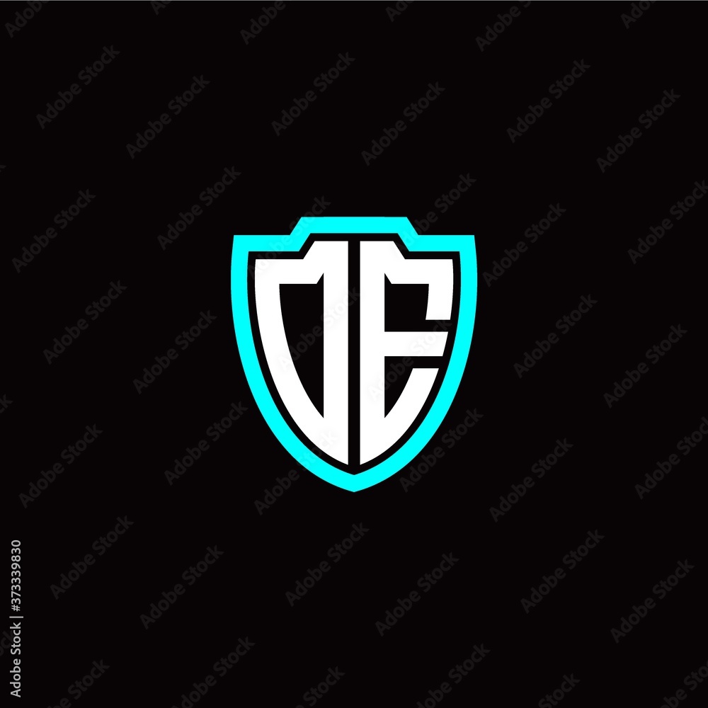 Initial O E letter with shield modern style logo template vector Initial O E letter with shield modern style logo template vector