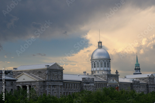 Silver Bonsecours Market in Old Montreal at sundown
