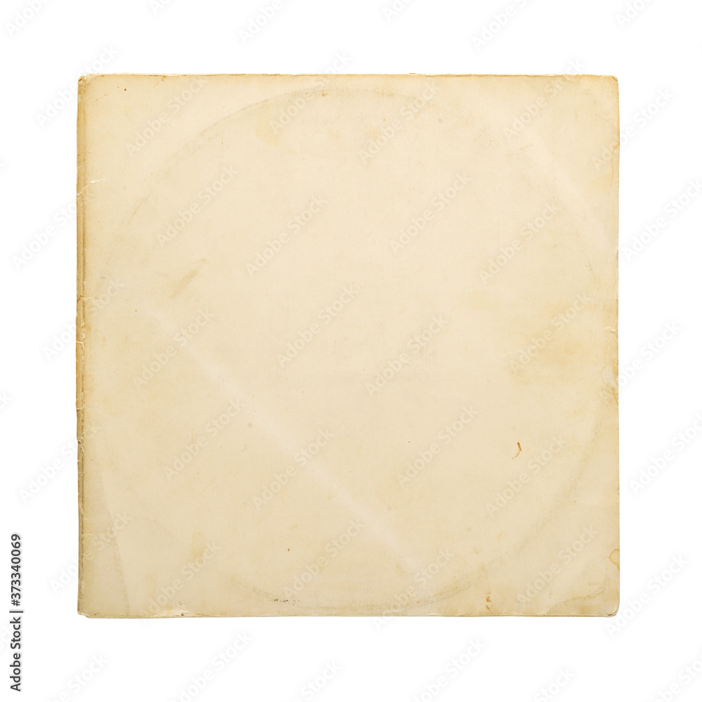 Aged yellow paper cover for vinyl LP record isolated