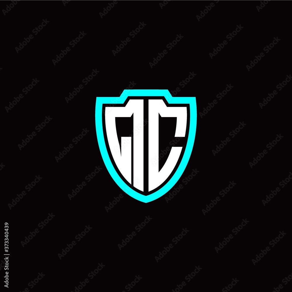 Initial Q C letter with shield modern style logo template vector Initial Q C letter with shield modern style logo template vector