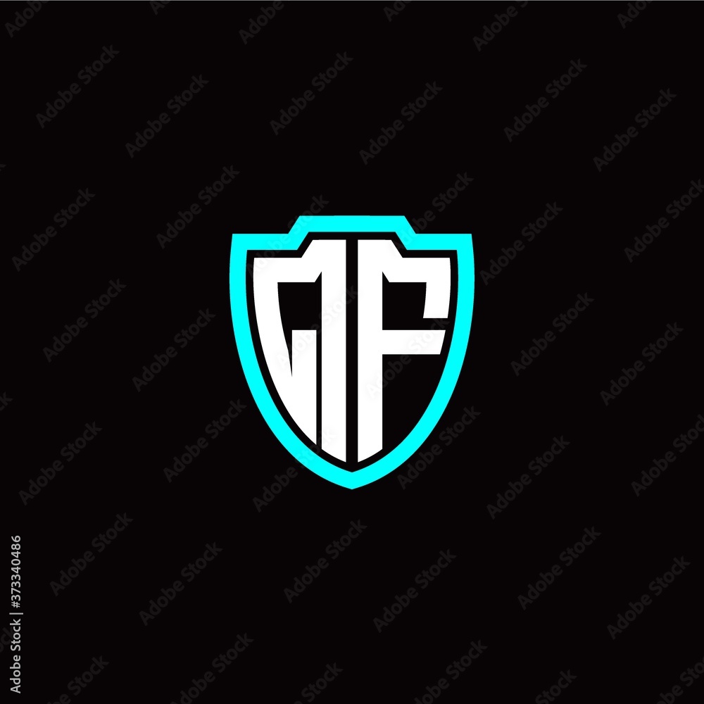 Initial Q F letter with shield modern style logo template vector Initial Q F letter with shield modern style logo template vector