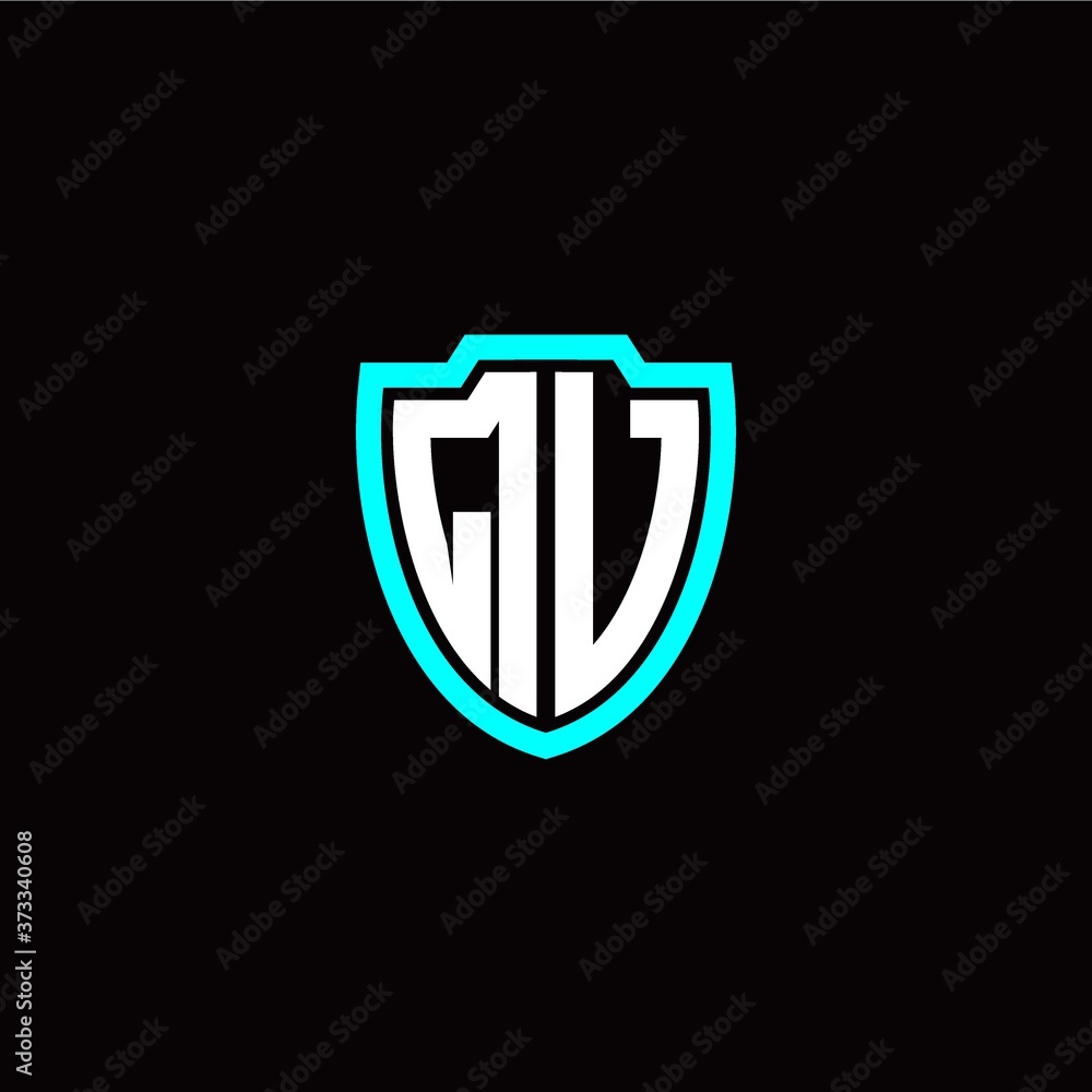 Initial Q V letter with shield modern style logo template vector Initial Q V letter with shield modern style logo template vector