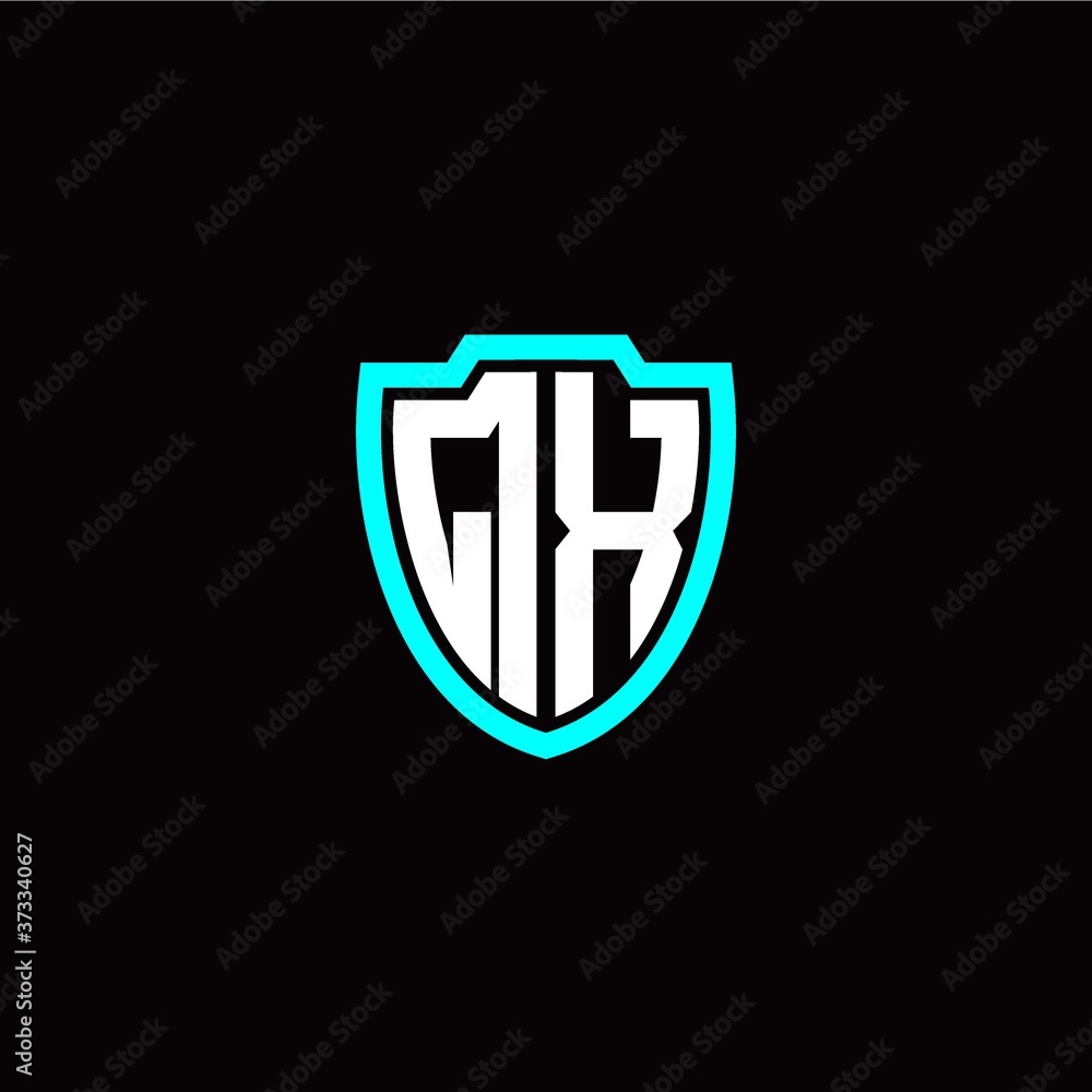 Initial Q X letter with shield modern style logo template vector Initial Q X letter with shield modern style logo template vector