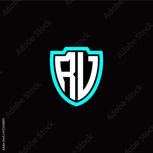 Free Download Initial R V letter with shield modern style logo template vector - GFXLoad