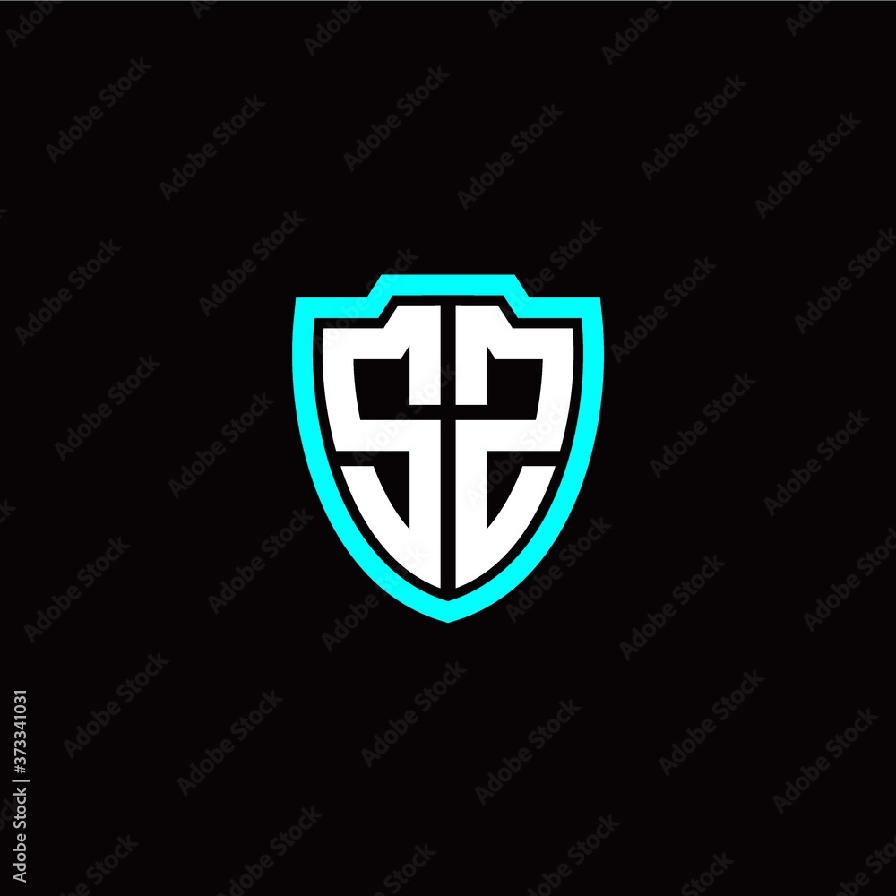 Fototapeta premium Initial S Z letter with shield modern style logo template vector