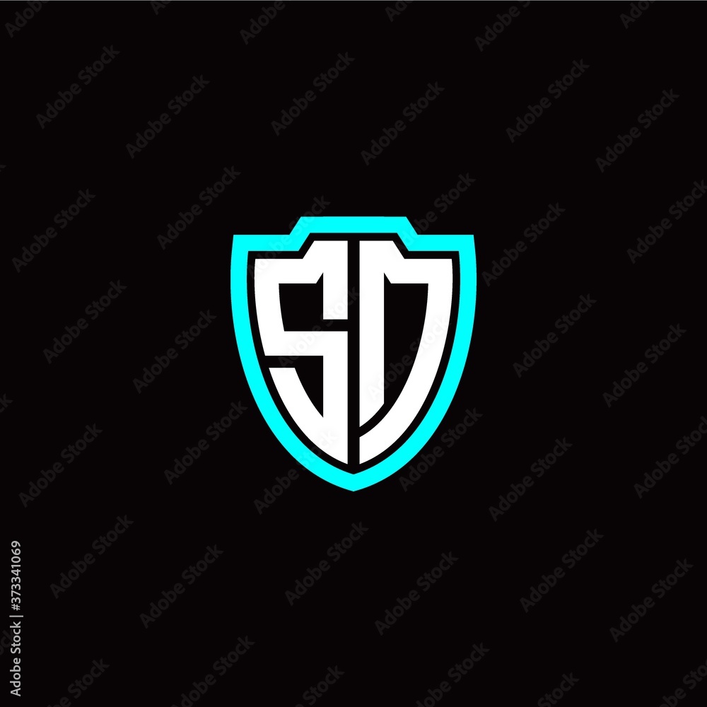 Initial S D letter with shield modern style logo template vector