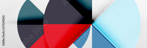 Bright color circles, abstract round shapes and triangles composition with shadow effects. Vector modern geometric design template Free Download Bright color circles, abstract round shapes and triangles composition with shadow effects. Vector modern geometric design template - GFXLoad