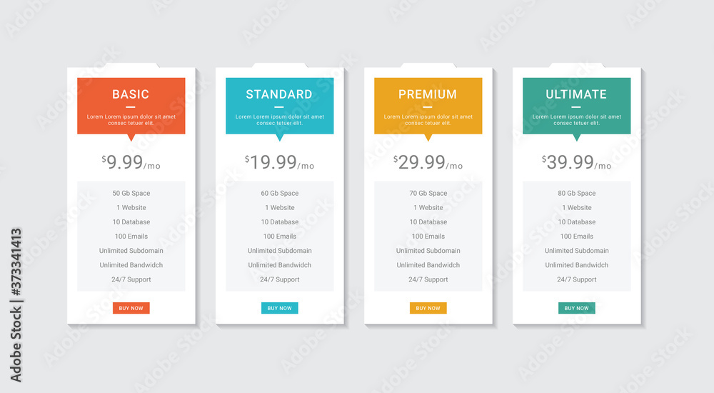 Prcing Table Vector Design