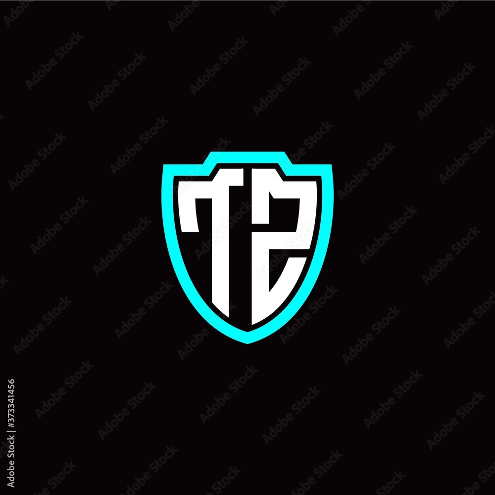 Initial T Z letter with shield modern style logo template vector Initial T Z letter with shield modern style logo template vector