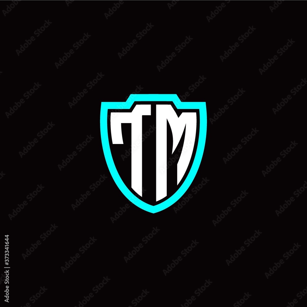 Initial T M letter with shield modern style logo template vector Initial T M letter with shield modern style logo template vector