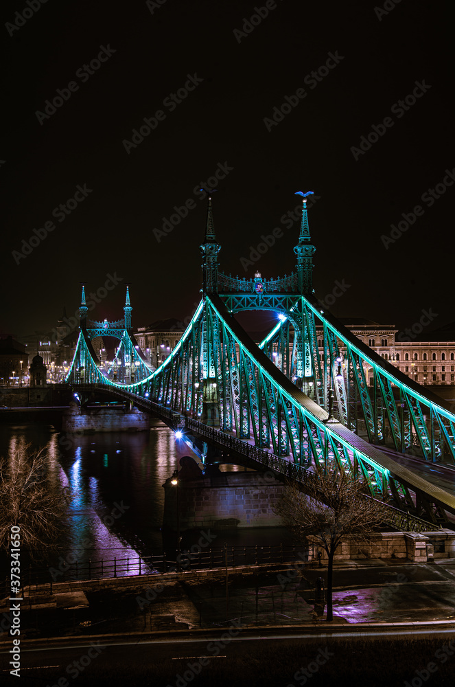 Obraz premium Freedom Bridge at Midnight in Europe