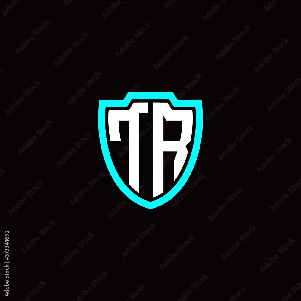 Initial T R letter with shield modern style logo template vector Initial T R letter with shield modern style logo template vector