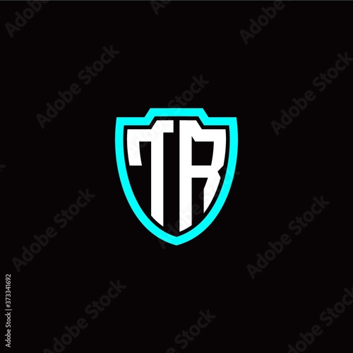 Initial T R letter with shield modern style logo template vector