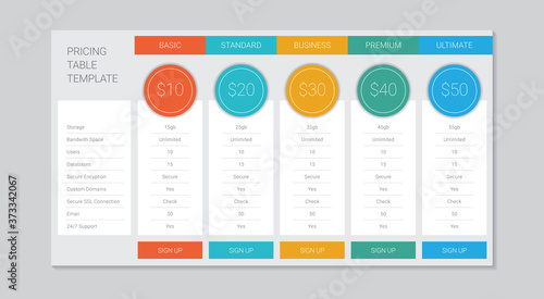 Prcing Table Vector Design photo