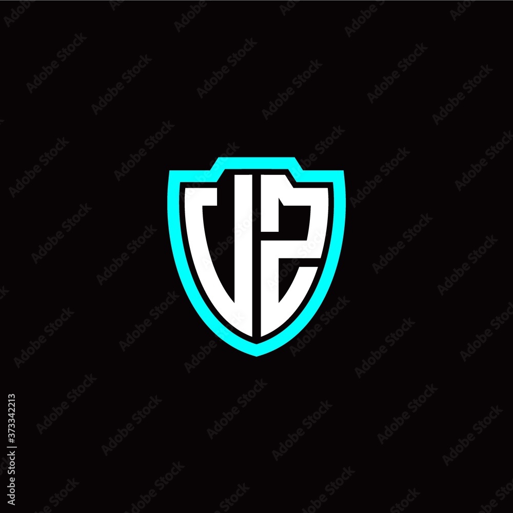 Initial V Z letter with shield modern style logo template vector Initial V Z letter with shield modern style logo template vector