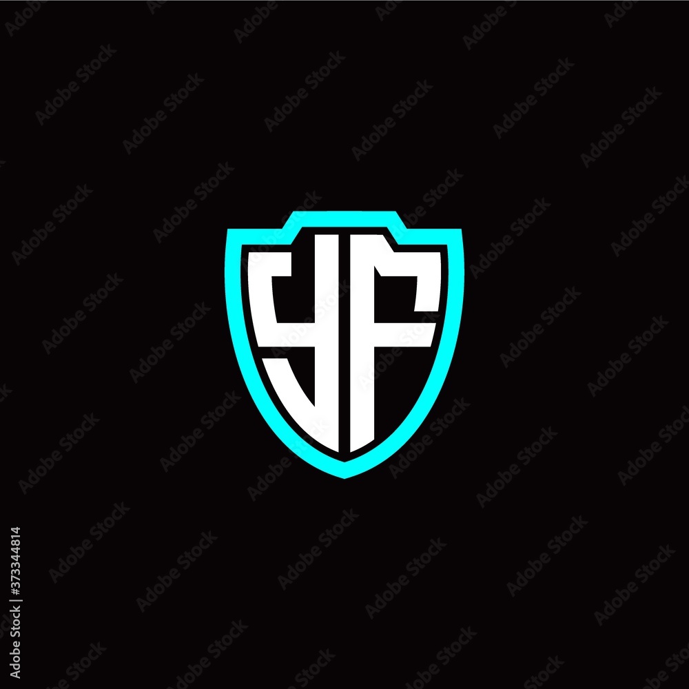 Initial Y F letter with shield modern style logo template vector Initial Y F letter with shield modern style logo template vector