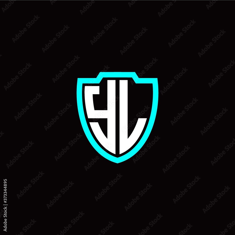 Initial Y L letter with shield modern style logo template vector Initial Y L letter with shield modern style logo template vector