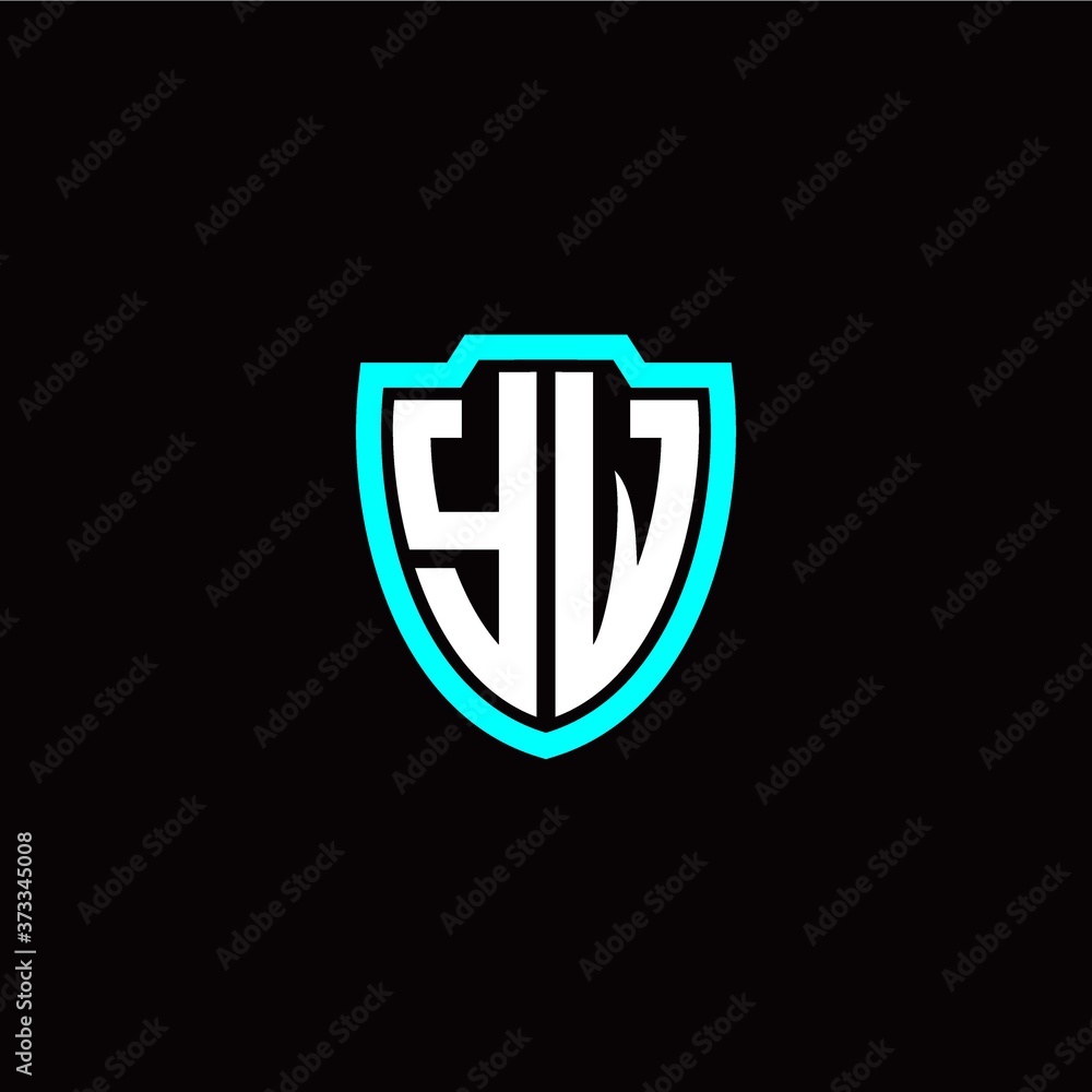 Initial Y W letter with shield modern style logo template vector Initial Y W letter with shield modern style logo template vector