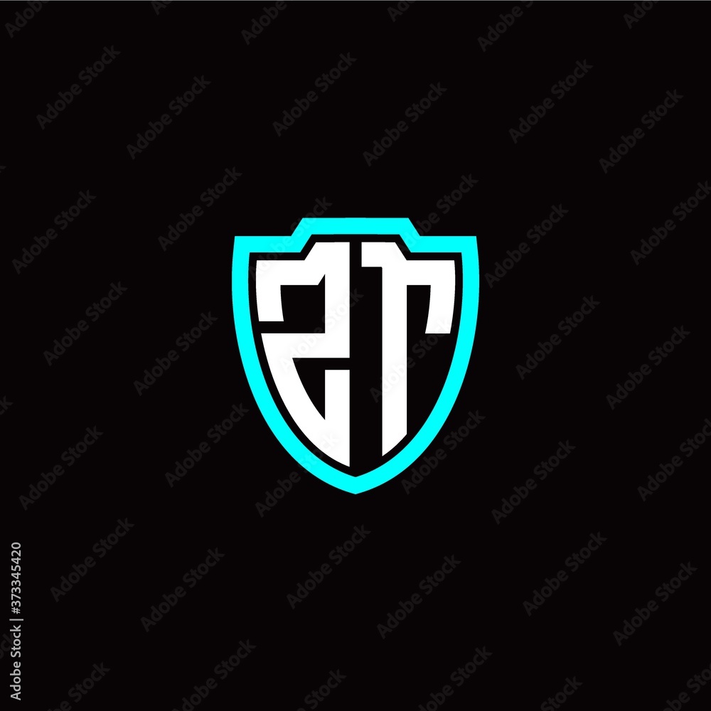 Obraz premium Initial Z T letter with shield modern style logo template vector