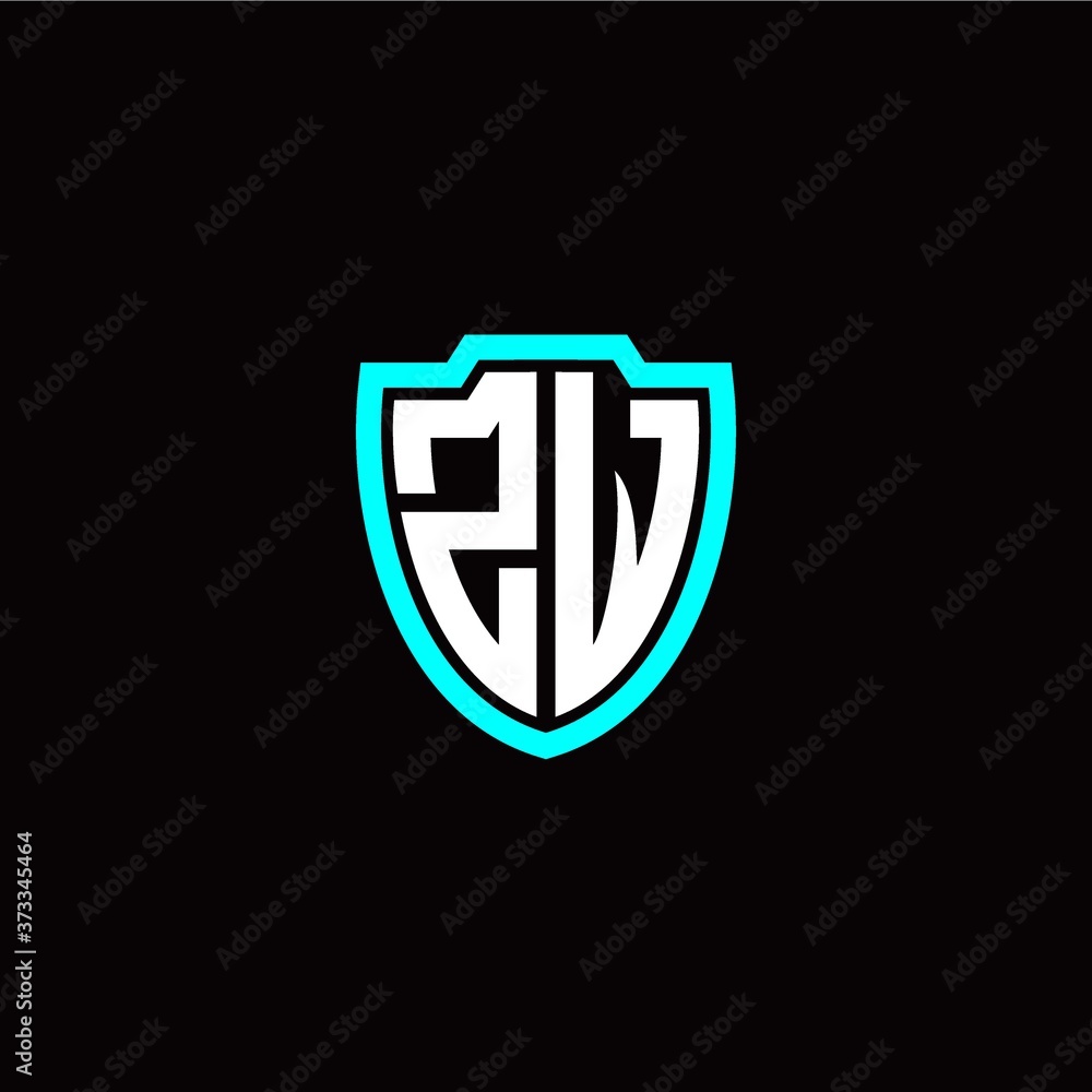 Initial Z W letter with shield modern style logo template vector Initial Z W letter with shield modern style logo template vector