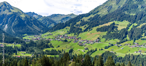 Incredible view of the Kleinwalsertal valley in the Austrian Alps
