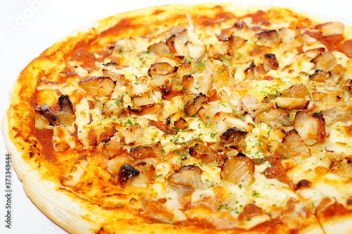 テイクアウトの照り焼きチキン味のピザ