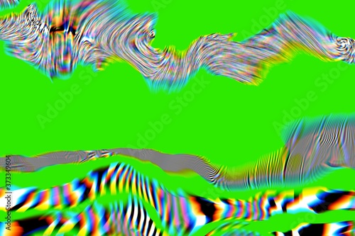 Scrolling of the retro bars of the old television on green screen, vintage television of the 80s, horizontal lines of the VHS videotape, damage, failures, malfunction, damaged tape. Chroma key. Video.