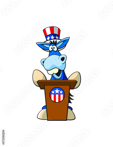 Blue donkey Democrat character 