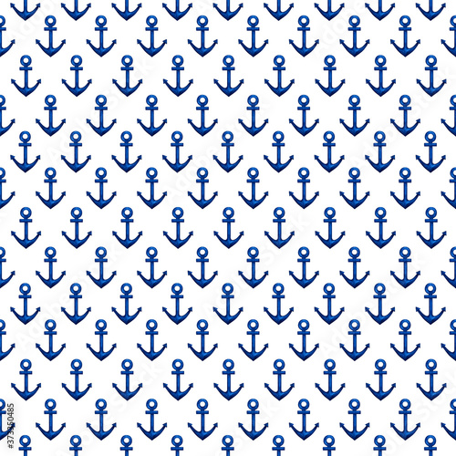 Seamless pattern with watercolor navy blue anchor on white background. Hand drawn nautical  marine  template for design card  print  fabric  textile  wrapping paper  scrapbooking. Sea theme.