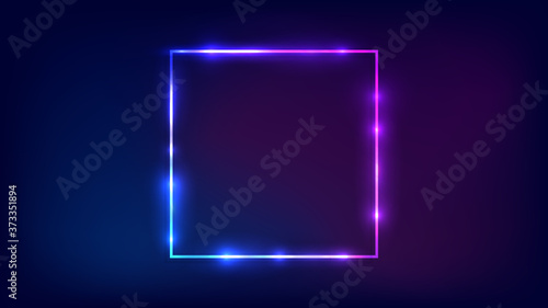 Neon square frame with shining effects 