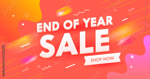 End of Year Sale Banner, Digital Social Media Marketing Advertising. Special Offer Shopping Discount, Media Ad Poster