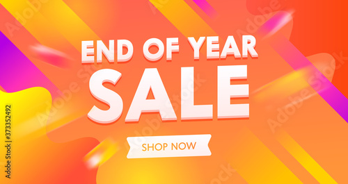 End of Year Sale Advertising Banner with Typography on Colorful Background. End of Season Backdrop Content Promo Flyer