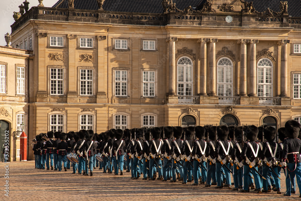 Naklejka premium The Royal Life Guards parade in Copenhagen (DK)