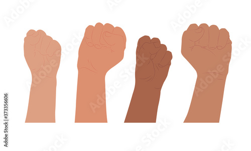 Friendship, partnership of hands. Composition of hands with different skin tones supporting each other. protest.