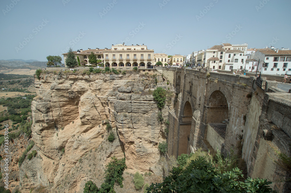 Old stone bridge of a Mediterranean city in Spain